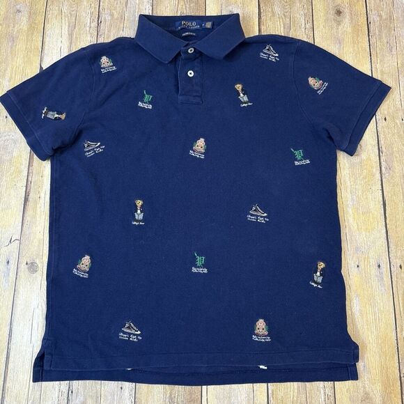 Polo Ralph Lauren All Over Polo Shirt Collegiate Crests Bears Sneakers Medium - Picture 4 of 14